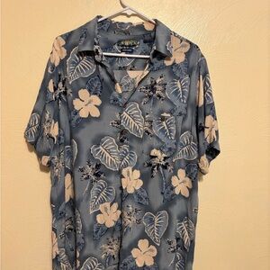 Men's Blue Floral Casual Button Down Shirt